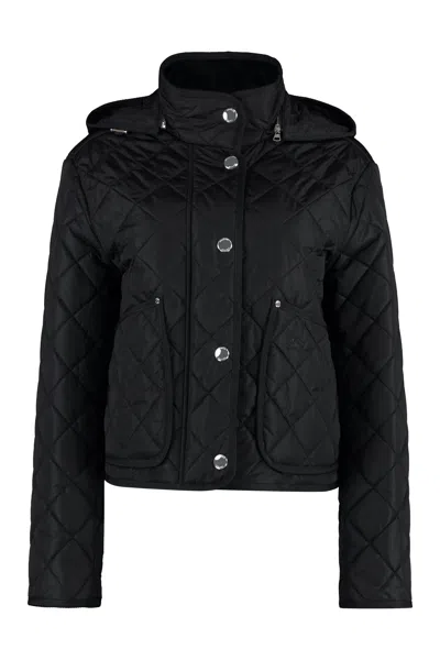 Burberry Quilted Nylon Cropped Jacket In Black