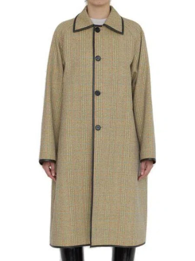 Bottega Veneta Coat With Distorted Prince Of Wales Motif In Nude & Neutrals