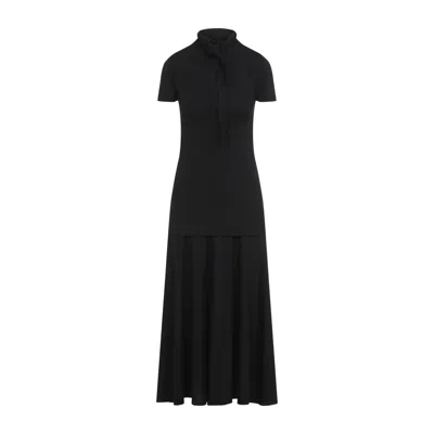 Jil Sander High-neck Viscose Midi Dress In Black
