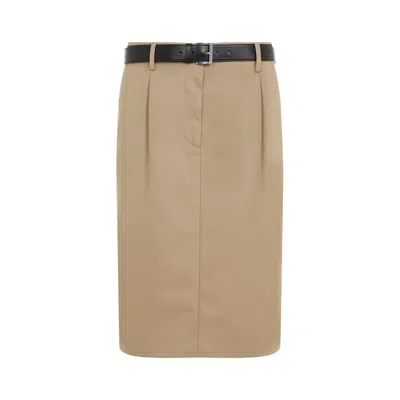 Prada Brown Rope Cotton Skirt In Nude & Neutrals