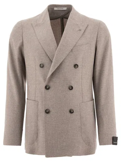 Tagliatore Wool Blend Double-breasted Blazer In Grey