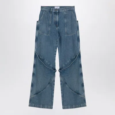 Attico Sky Blue Baggy Jeans With Large Pockets In Light Blue
