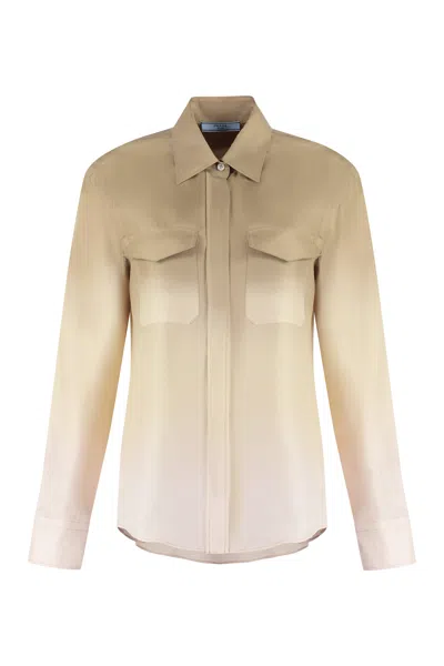 Prada Ombre Silk Shirt In Beige