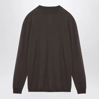 Rick Owens Powder Grey Cotton Crew-neck Sweater Men In Beige