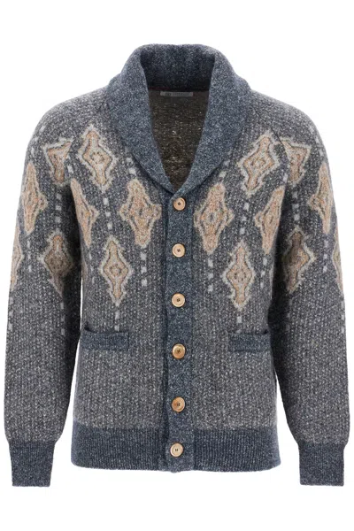Brunello Cucinelli Geometric Jacquard Pattern In Blue