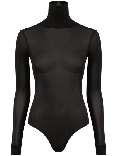 Maison Margiela Maison Martin Margiela Women Body Collo Alto Semitrasparente In Black