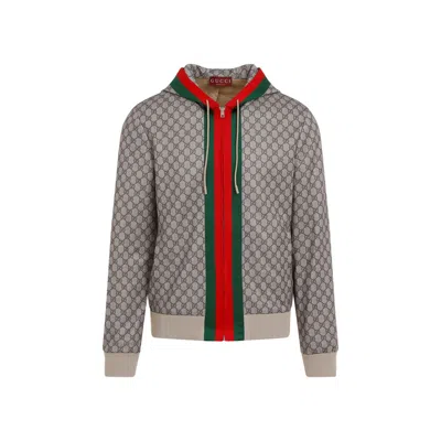 Gucci Technical Cotton Blend Zip Jacket In Nude & Neutrals