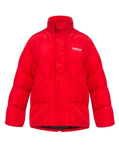 Balenciaga Men's Puffer Technical Micro Faille In Brightred