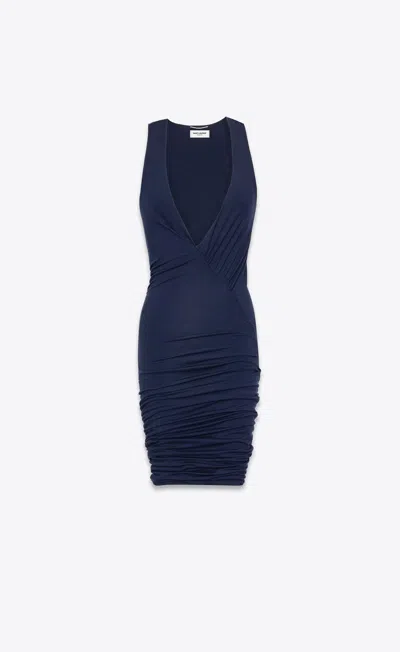 Saint Laurent Abito Canotta In Jersey In Blue