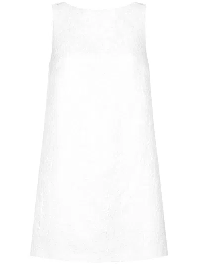 Dolce & Gabbana Short Brocade Dress With Back Neckline In White