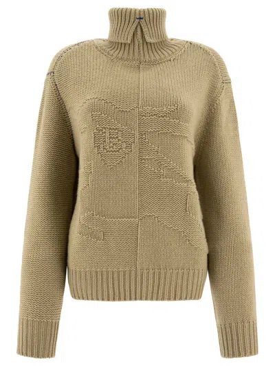 Burberry Luxurious Cashmere Sweater With Ekd Pattern In Green