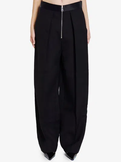 Khaite Marine Pleated Wide-leg Pants With Zipper Front In Black