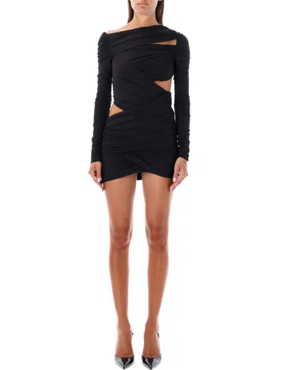 Attico Wrap Mini Dress In Black