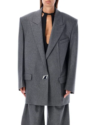 Attico Single-button Wool-blend Blazer In Grey