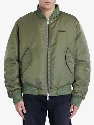 Off-white Four Leaf Clove Bomber Style Jacket In Green