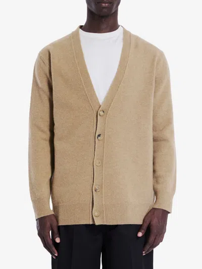 Maison Margiela Melange Cappuccino Wool Blend Cardigan In Beige