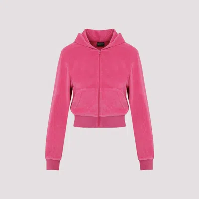 Balenciaga Women's Bb Motel Zip-up Hoodie Fitted In Dark Pink In Pink & Purple