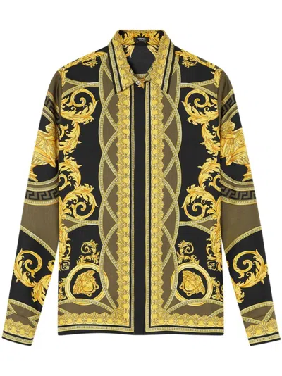 Shop Versace Women's Printed Silk Shirt | Size 48 | 10013601a11528 Color 5bc60 In Multicolor