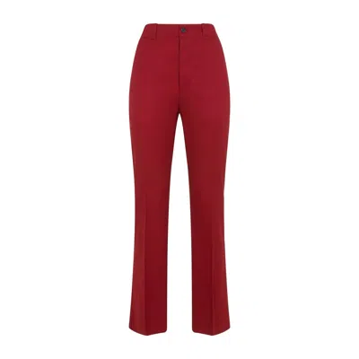 Saint Laurent Cotton-twill Straight-leg Pants In Red