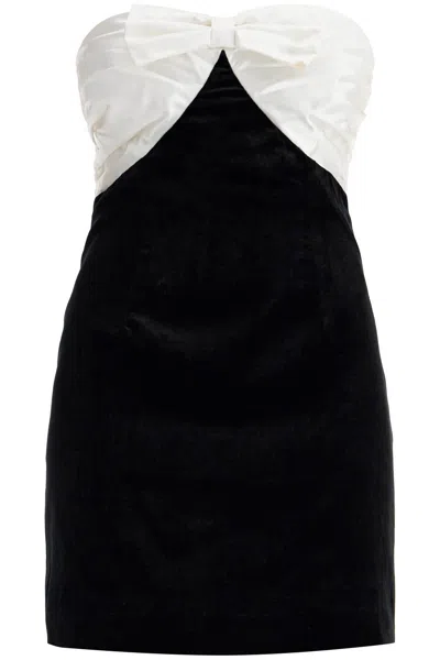 Alessandra Rich Velvet Mini Dress With Bow Accent In Nero