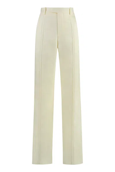 Bottega Veneta Linen Trousers With Back Welt Pockets In Yellow