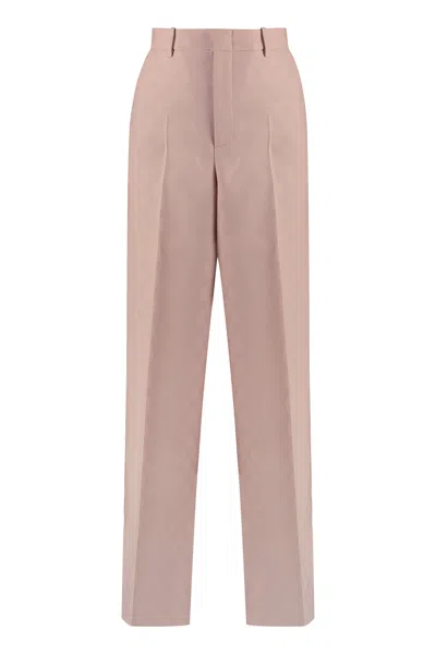 Gucci Elegant Wool Trousers With Iconic Motif In Pink