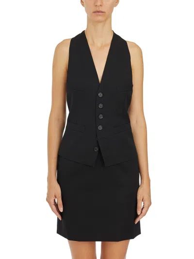 Dsquared2 V-neck Wool Mini Dress In Black