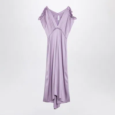 VICTORIA BECKHAM WOMEN'S PETUNIA-COLOURED MIDI DRESS WITH RUFFLES 