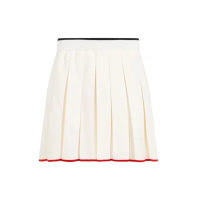 Thom Browne Needle Stitch Wool Pleated Mini Skirt In White