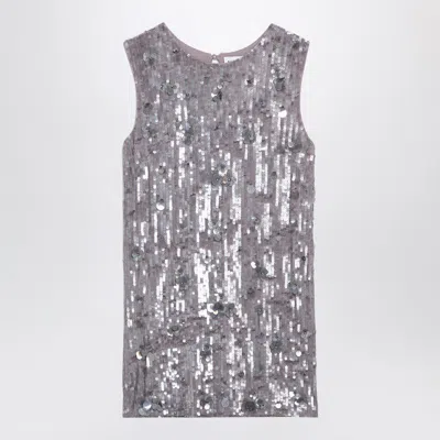 P.a.r.o.s.h Mélange Micro Sequined Mini Dress In Grey