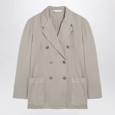 Palm Angels Beige Double-breasted Cotton Jacket Women In Gray
