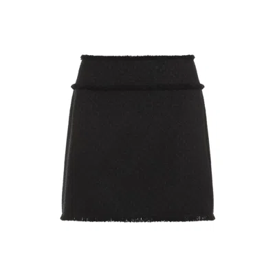 Dolce & Gabbana Wool-blend Tweed Miniskirt In Black