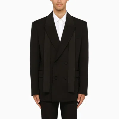 Valentino Elegant Black Wool Double-breasted Jacket In Black
