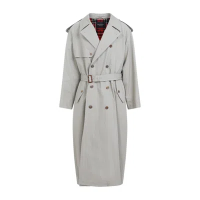 Balenciaga Double-breasted Belted Trench Coat In Green