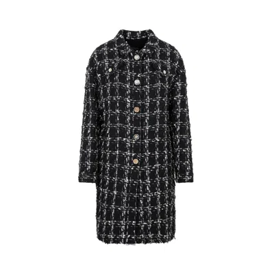 Giambattista Valli Checked Bouclé Coat In Black