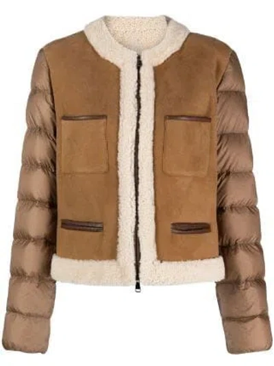 Moncler Vidourle Suede Short Jacket With Shearling Lining In 220