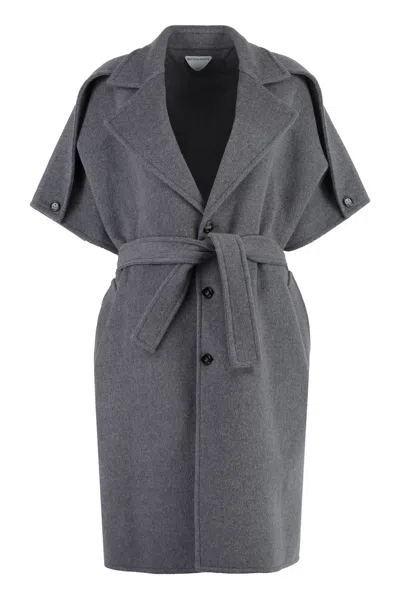 Bottega Veneta Belted Wool And Cashmere Coat In Grey