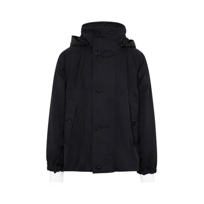 Bottega Veneta Hooded Nylon Jacket For Men In Black