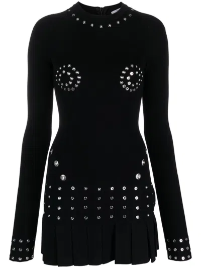 Off-white Black Long-sleeved Mini Dress In Black