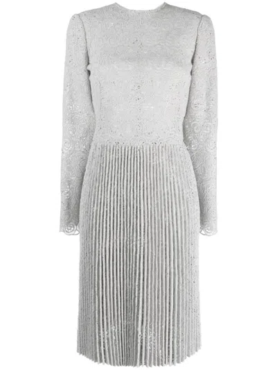 Ermanno Scervino Pleated Guipure Lace Belted Dress In M4300