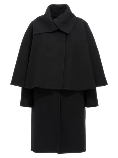 Shop Chloé Coat With Cape In Black