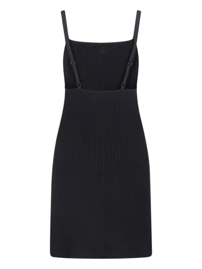 Courrèges Contrast Cotton Jersey Mini Dress In Black