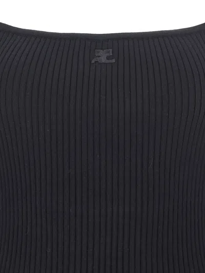 Courrèges Contrast Cotton Jersey Mini Dress In Black