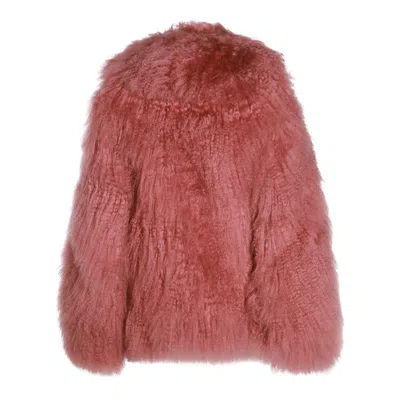 Attico Mongolia Short Coat In Vintage Rose