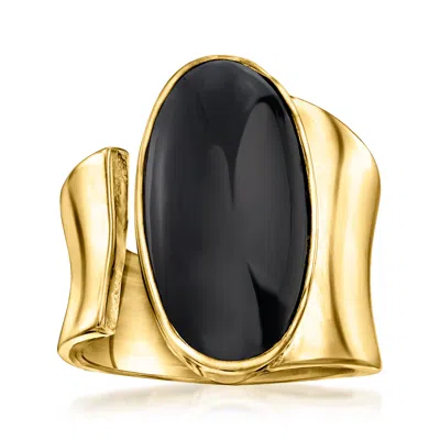 Ross-simons Onyx Wrap Ring In 18kt Gold Over Sterling In Black