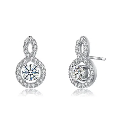 Rachel Glauber Classic Drop Earrings With Clear Cubic Zirconia In Silver