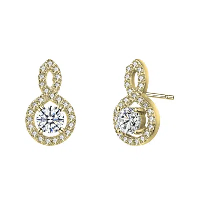 Rachel Glauber Classic Drop Earrings With Clear Cubic Zirconia In Gold