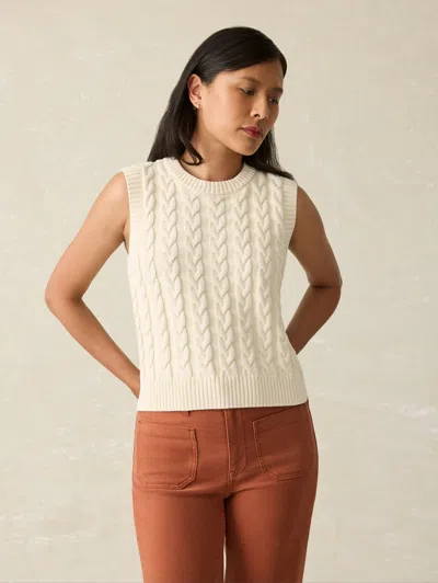Faherty Sunwashed Sweater Vest In White Shell