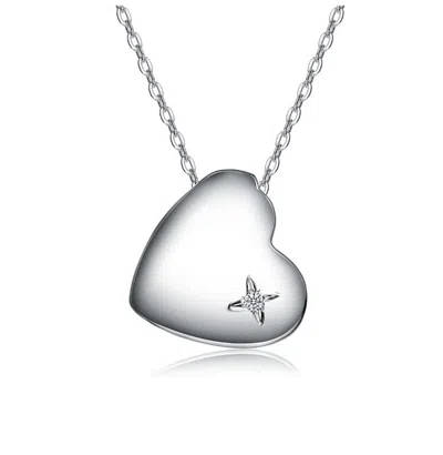 Rachel Glauber Heart Of Grace Pendant Necklace With Clear Cubic Zirconia In Silver