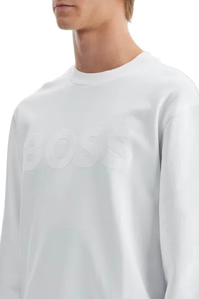 Shop Hugo Boss Webasiccrew Logo In White